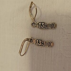 Women's Running Athletic Half Marathon Earrings 13.1 Shoe Print Sterling 9.25